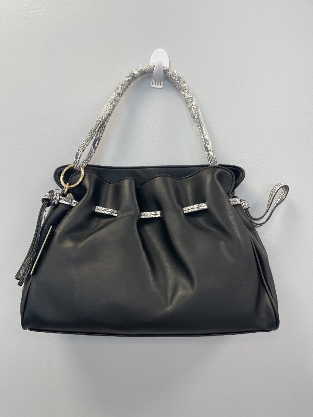 Badgley Mischka Vegan Leather Satchel Crossbody w/ Snake Print Handle - NWT - Picture 3 of 6